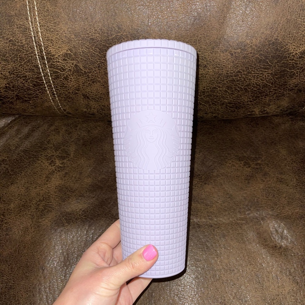 Purple Grid Starbucks Cup
